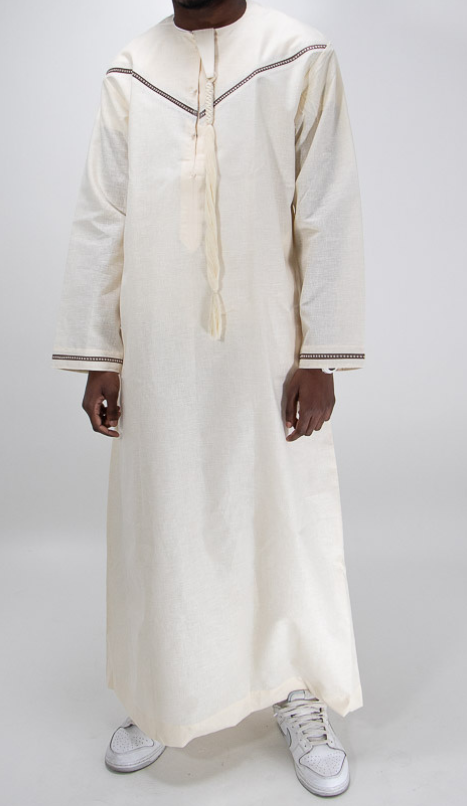 Qamis beige Homme avec scapulaire marron