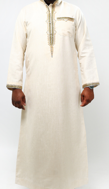 Qamis comorien marron avec broderie doré