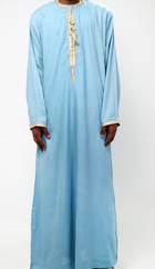 Qamis comorien bleu broderie doré