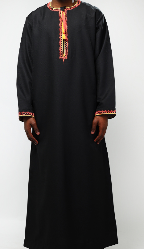Qamis omanais noir broderie doré