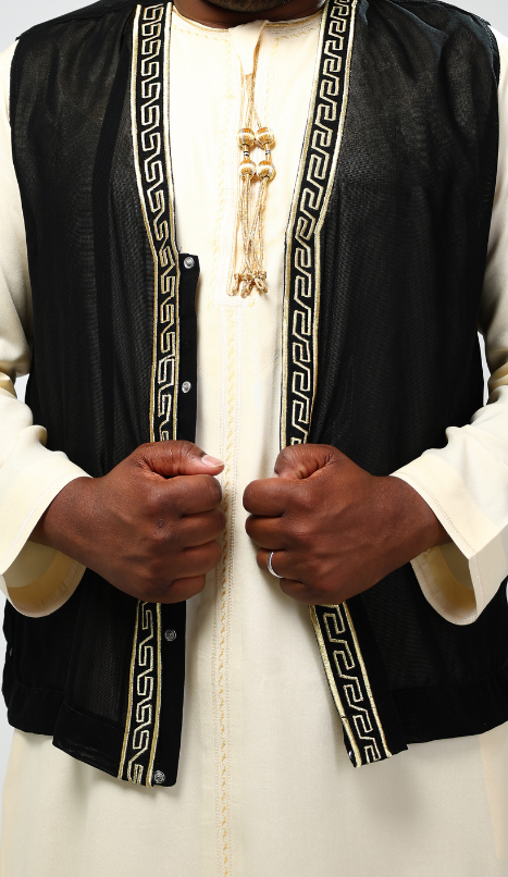 Gilet noir doré