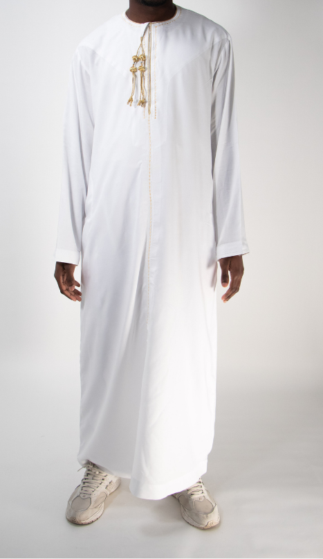 Qamis blanc ponzi doré