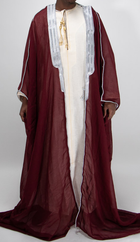 Bisht rouge bordeaux broderie argenté