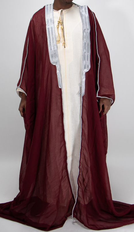 Bisht rouge bordeaux broderie argenté