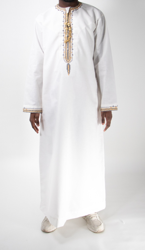 Qamis blanc broderie doré