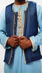 Gilet bleu doré