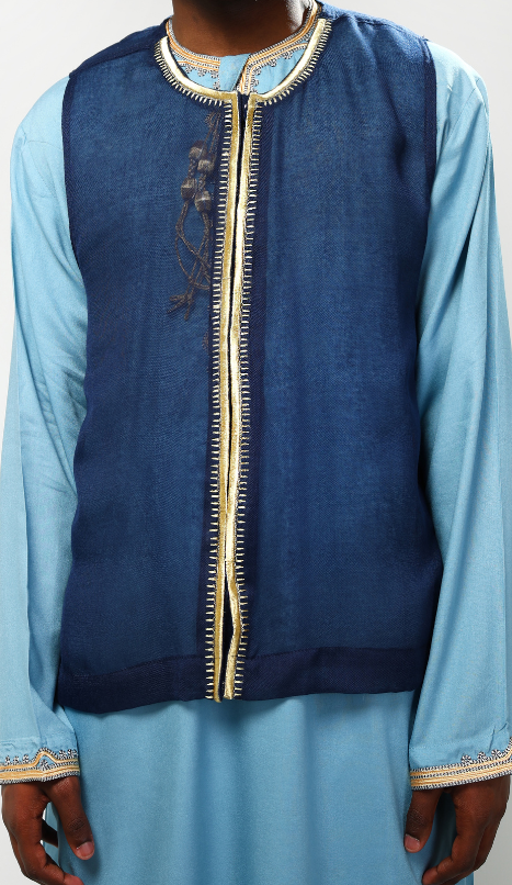 Gilet bleu doré