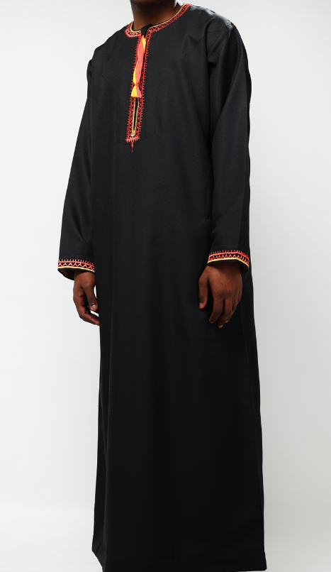 Qamis omanais noir broderie doré