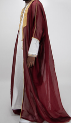 Bisht rouge bordeaux avec écriture