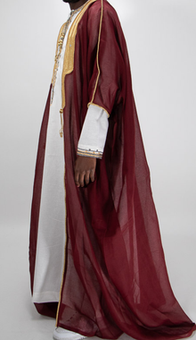 Bisht rouge bordeaux avec écriture
