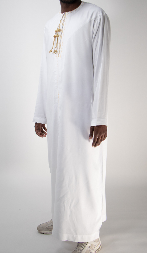 Qamis blanc ponzi doré