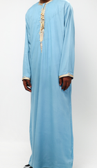 Qamis comorien bleu broderie doré