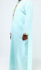 Qamis comorien vert eau broderie doré