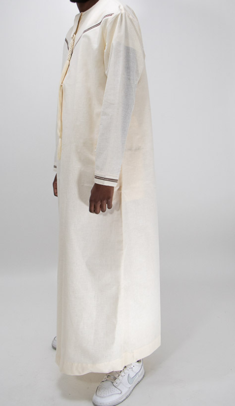Qamis beige Homme avec scapulaire marron
