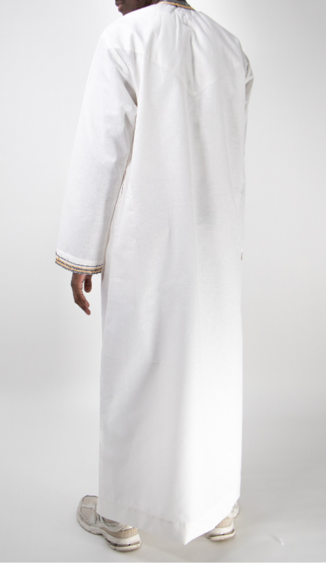 Qamis blanc broderie doré
