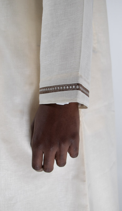 Qamis beige Homme avec scapulaire marron