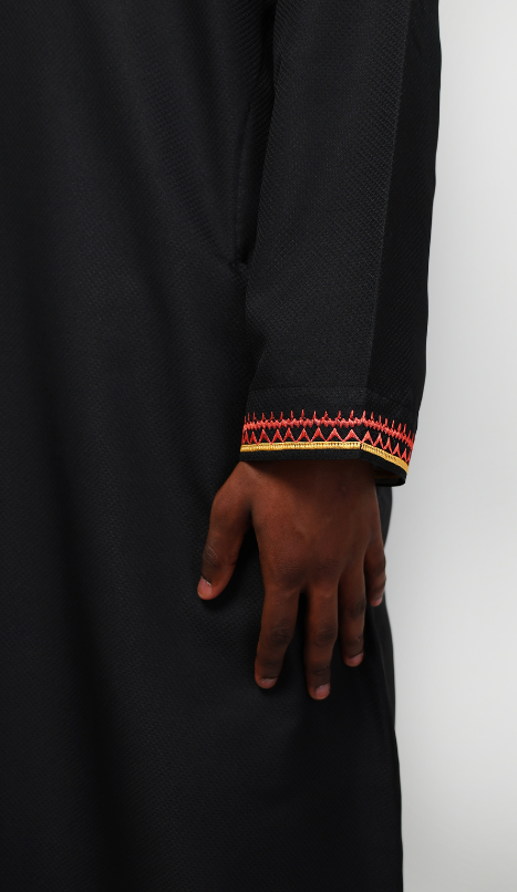 Qamis omanais noir broderie doré