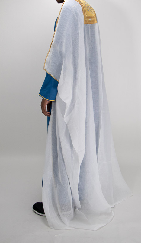 Bisht blanc avec écriture