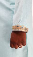 Qamis comorien vert eau broderie doré