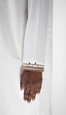 Qamis blanc broderie doré