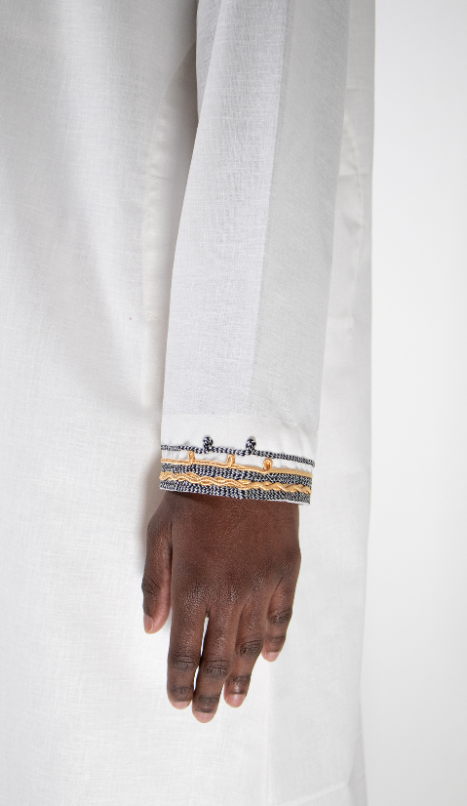 Qamis blanc broderie doré