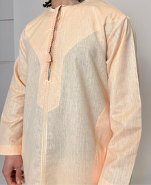 Qamis saumon broderie doré