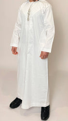 Qamis blanc broderie argenté
